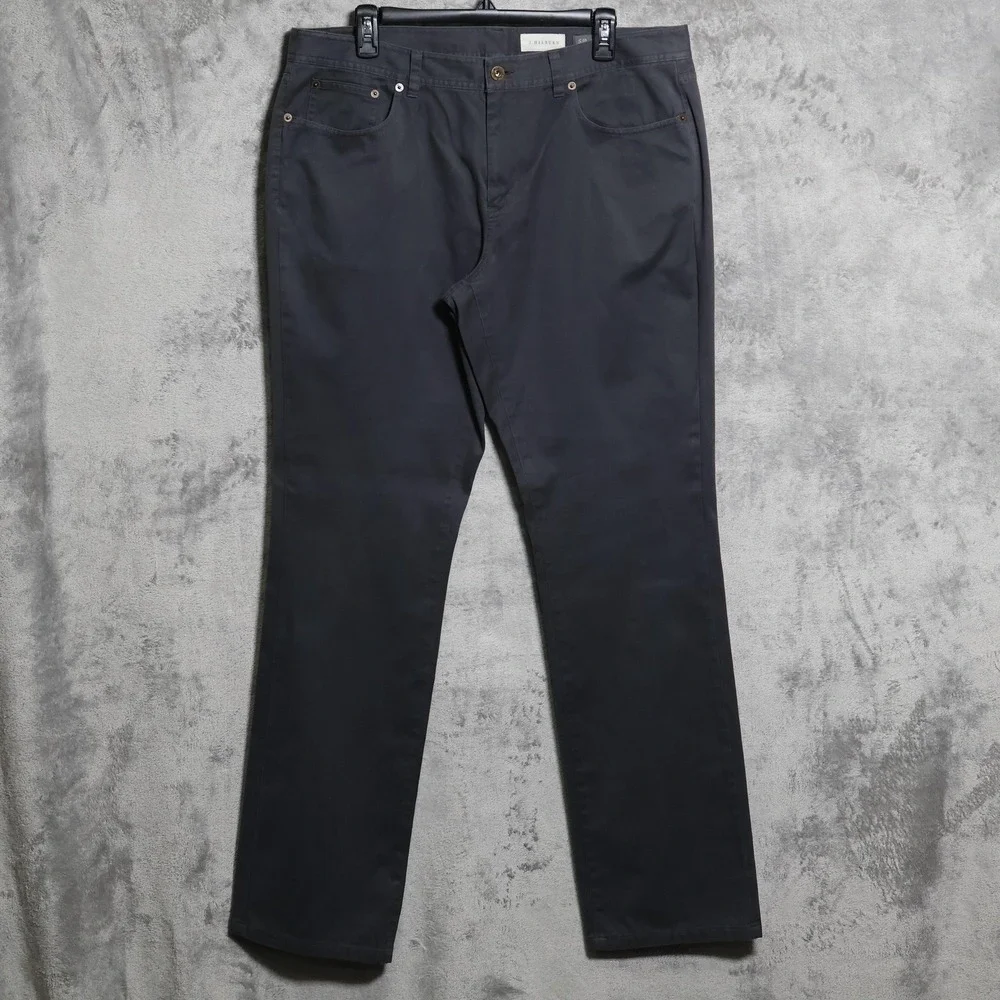 J. Hilburn Pants Mens 36x34 Gray Chino 5-Pocket Cotton Straight Fit Preppy